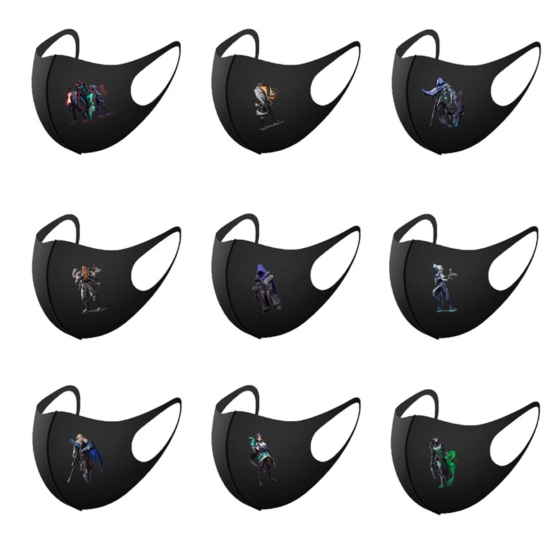 3PCS Valorant Game Series Role Mask Ice Silk Cloth Dust Cloth Breathable Masks